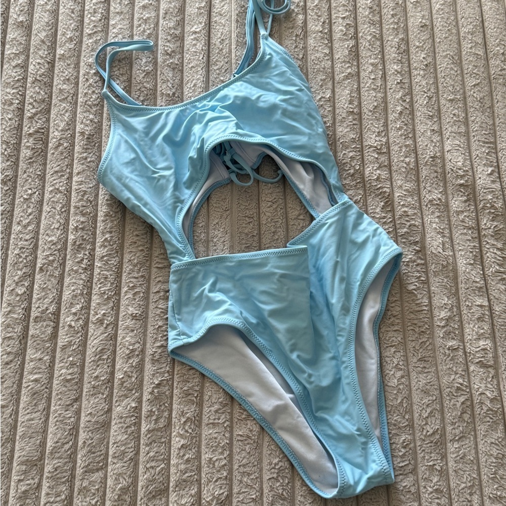 Light Blue Cutout Swimsuit